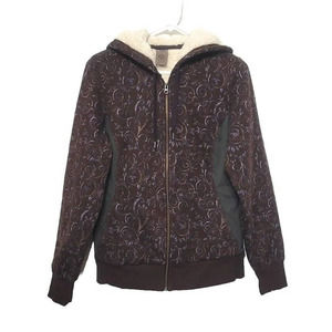 REI Brown Faux Fur Lined Hoodie Jacket Womens Size S Full Zip Outdoors Hiking